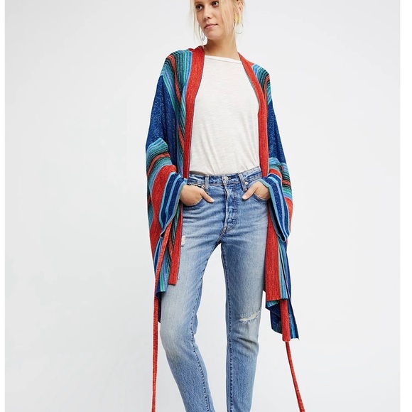 Free People Sweaters - Free People Sweaters Multicolor Metalic Stripe Poncho